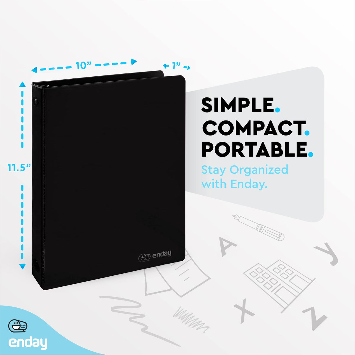 Enday 1.5 Inch Binder (12 Pack - Grey) 3 Ring Binder 1.5 inch with Clear View Cover and 2 Inside