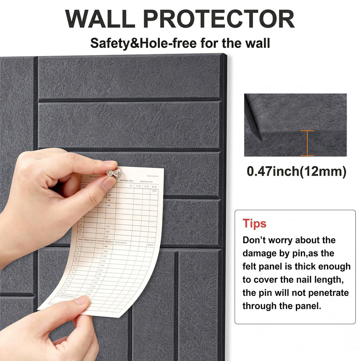 G Gamit 0.47" Thick Felt Wall Tiles 36"x24" Cork Board Alternative 6 Pack 11.81"x11.81"Felt
