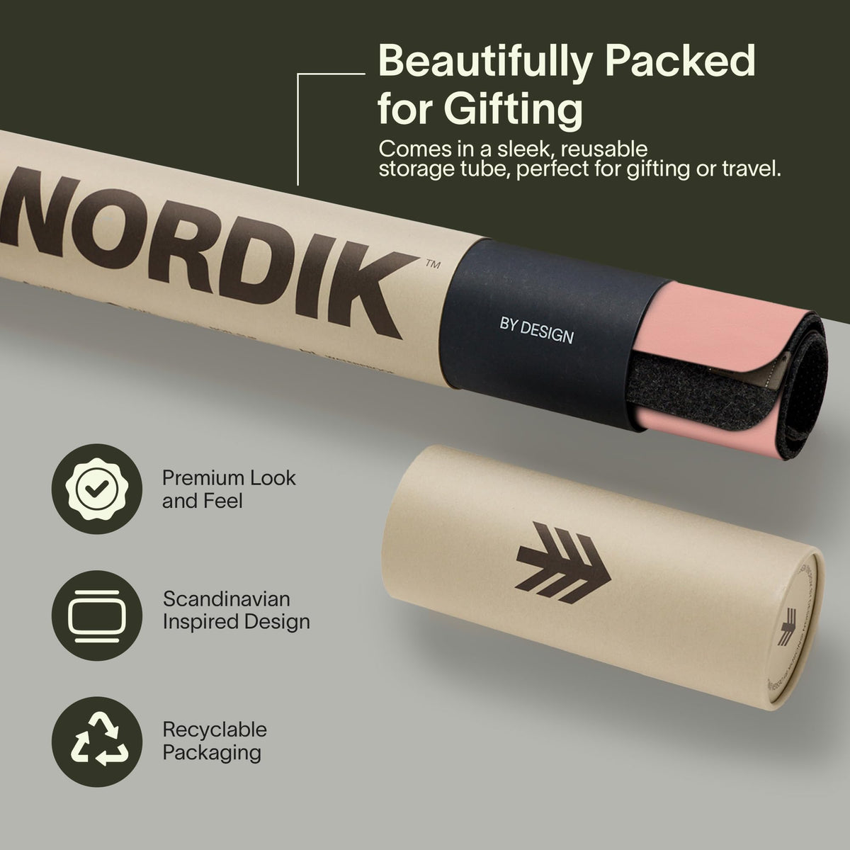 Nordik Felt and Leather Desk Mat - Dual Layer Desert Blush 35 x 17 in