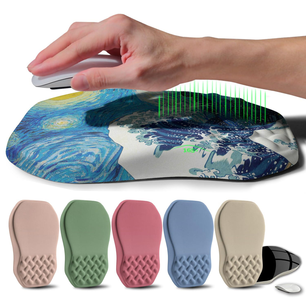 Gleamtide Ergonomic Raised Mouse Pad Wrist Support with Bilateral Slope Memory Foam Mousepad for