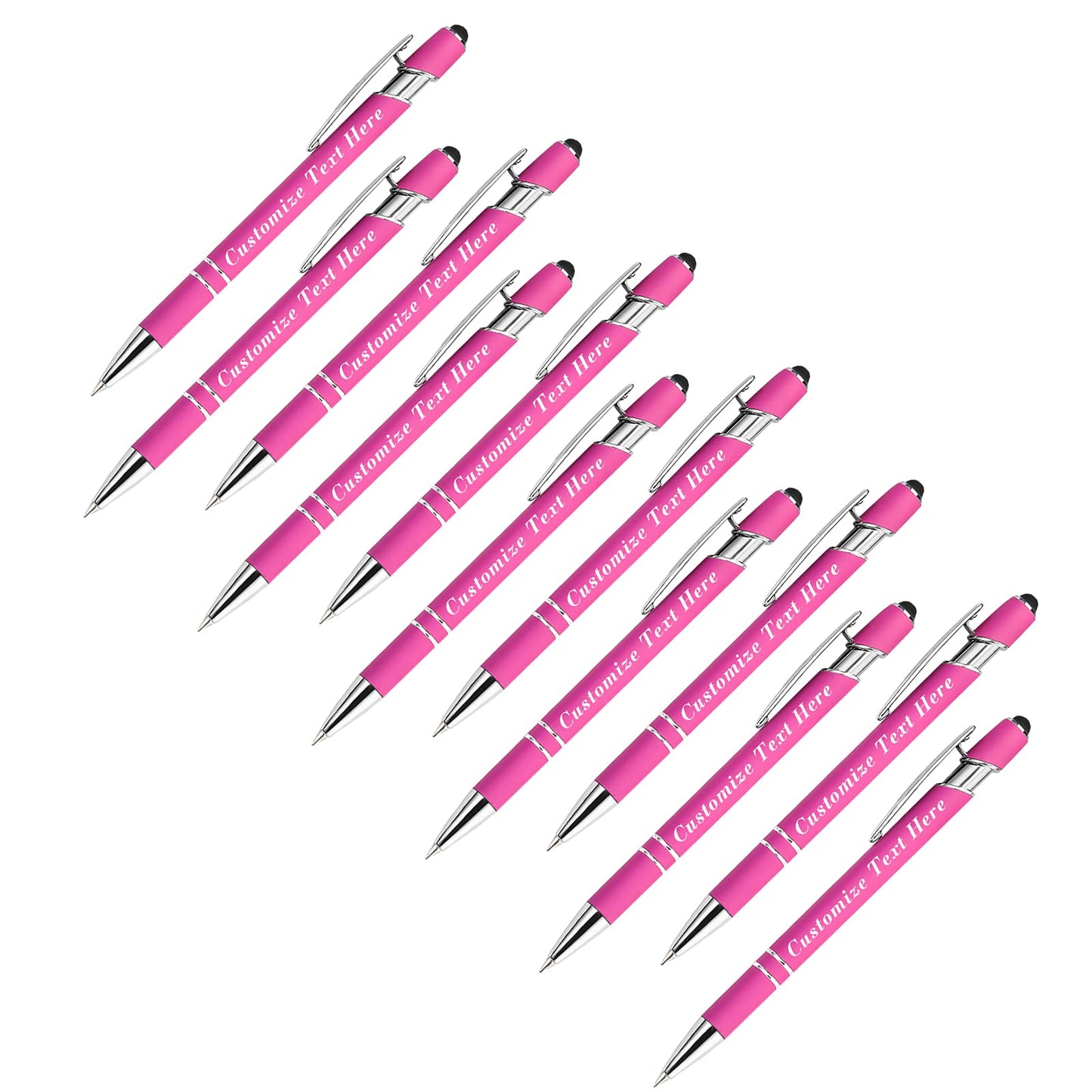 Personalized Pens Bulk with Stylus Tip 12 Pcs Custom Engraving Ballpoint Pens with Name Message