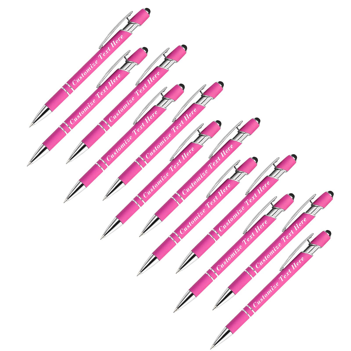 Personalized Pens Bulk with Stylus Tip 12 Pcs Custom Engraving Ballpoint Pens with Name Message