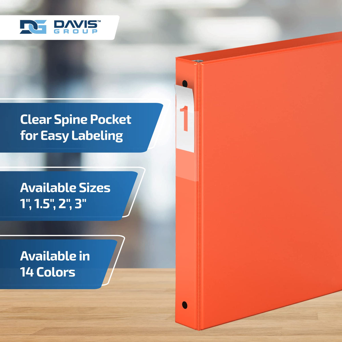 Premium Economy 3-Ring Binder, Spine Label, 1" Round Rings, Orange, 6 Pack