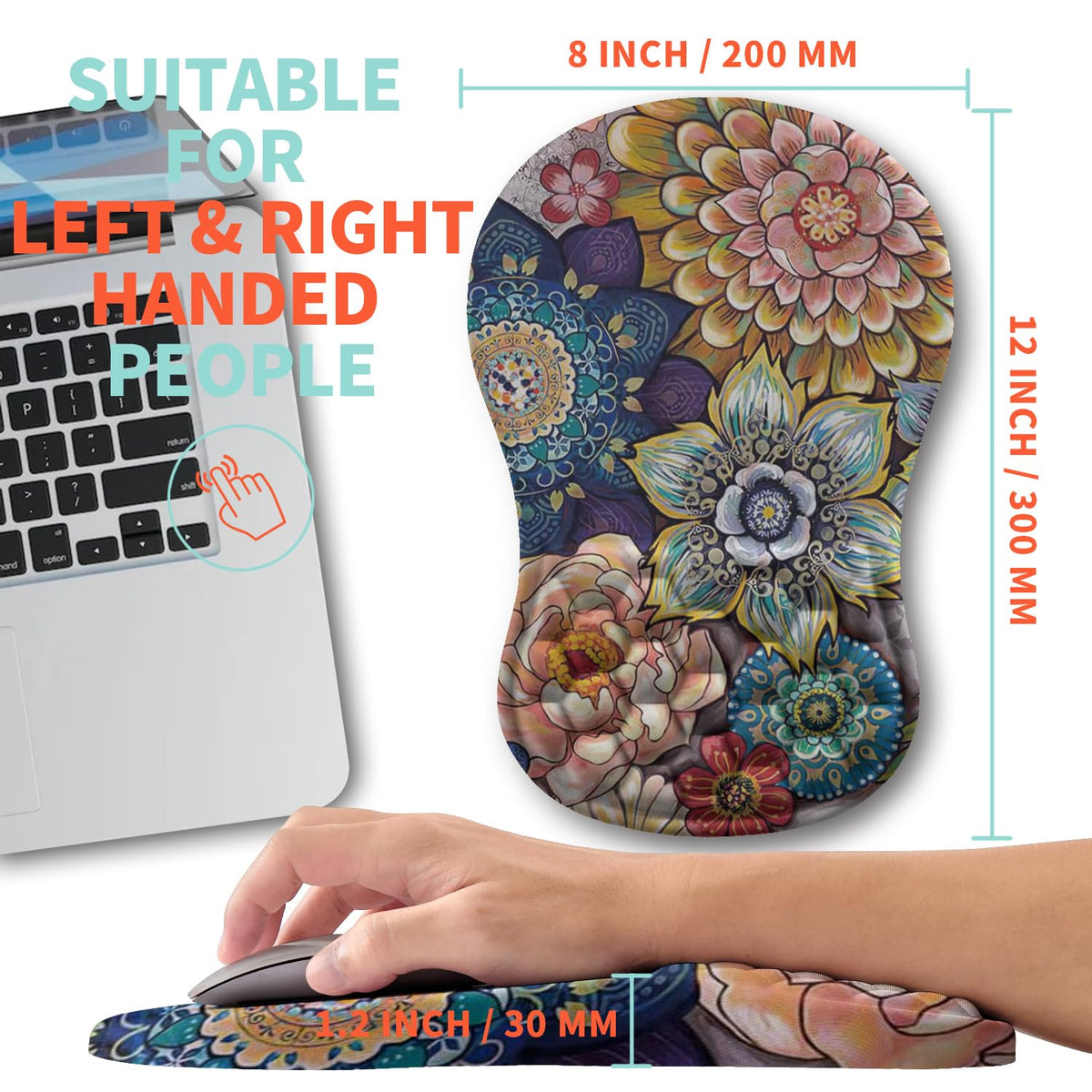 Kuosgm Ergonomic Mouse Pad Wrist Support with Memory Foam Massage Bulge, Carpal Tunnel Pain Relief