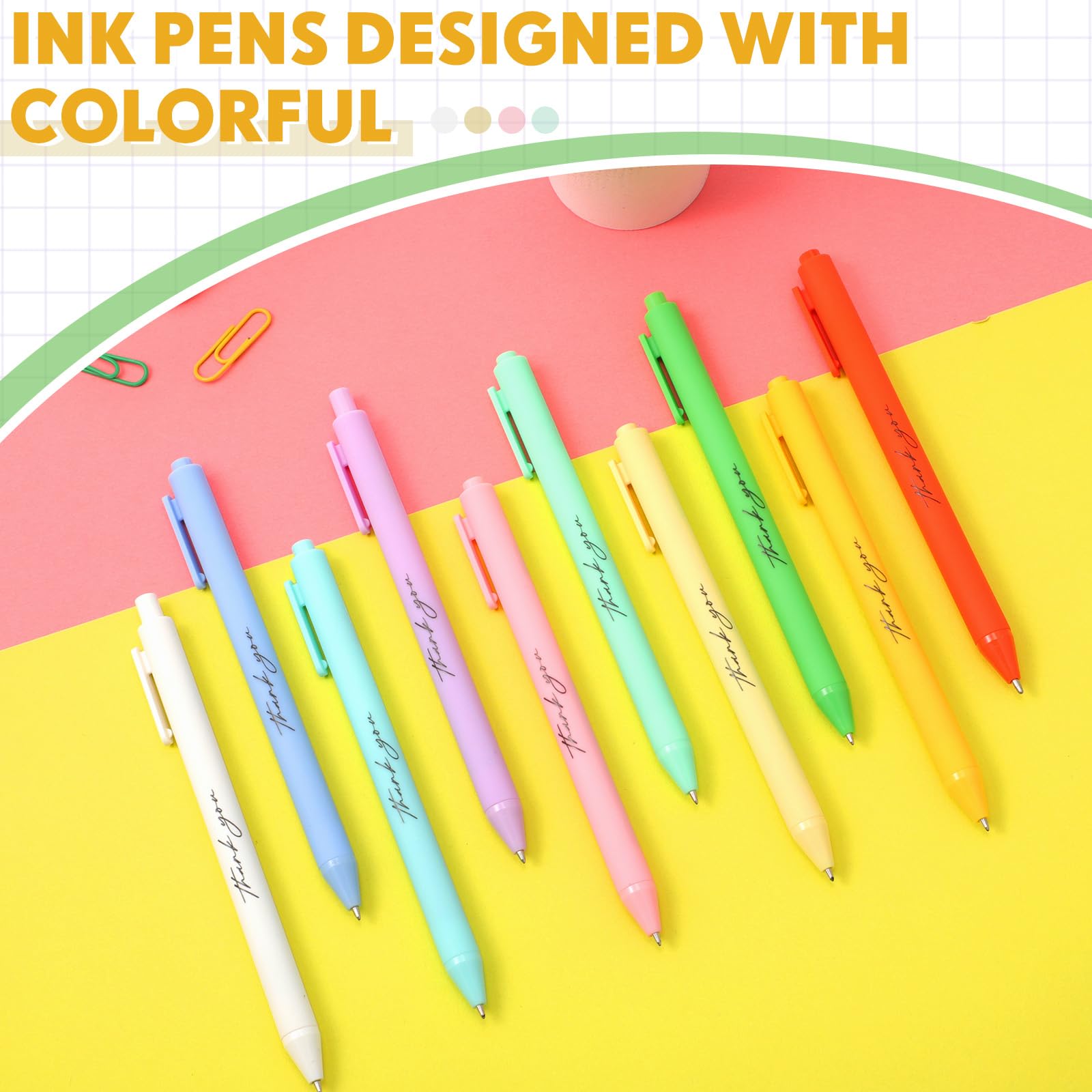 Crtiin 50 Pcs Inspirational Pens Bulk Macarons, Thank You