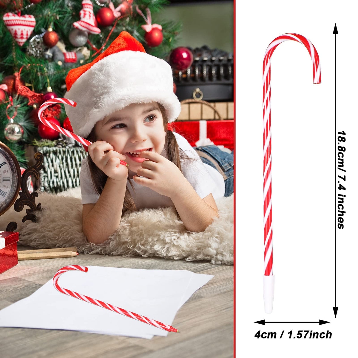 Meanplan 100 Pcs Candy Cane Pen Christmas Umbrella Cane Ballpoint Pen