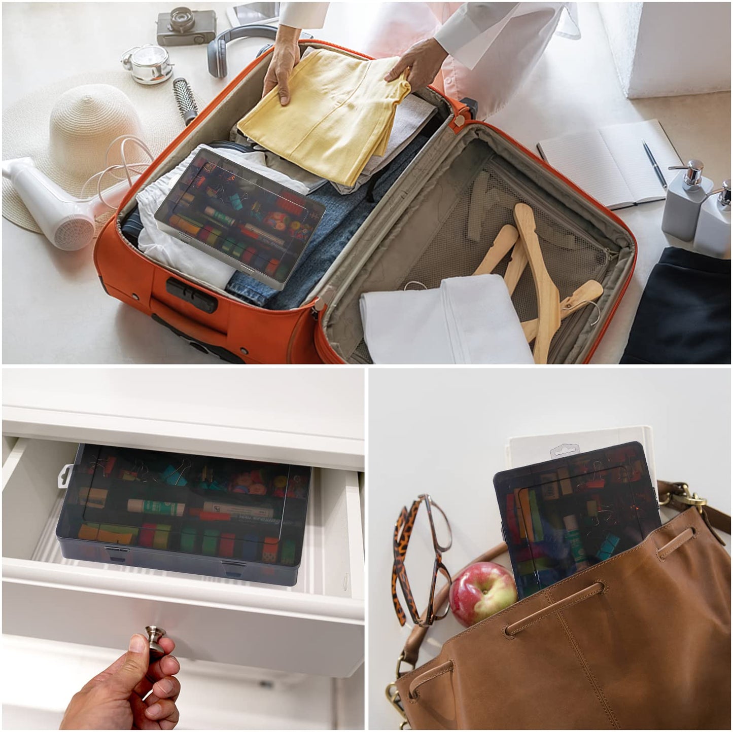 Gbivbe Large 24 Grids Plastic Organizer Box Adjustable Dividers,Clear Storage Box for Jewelry, Art