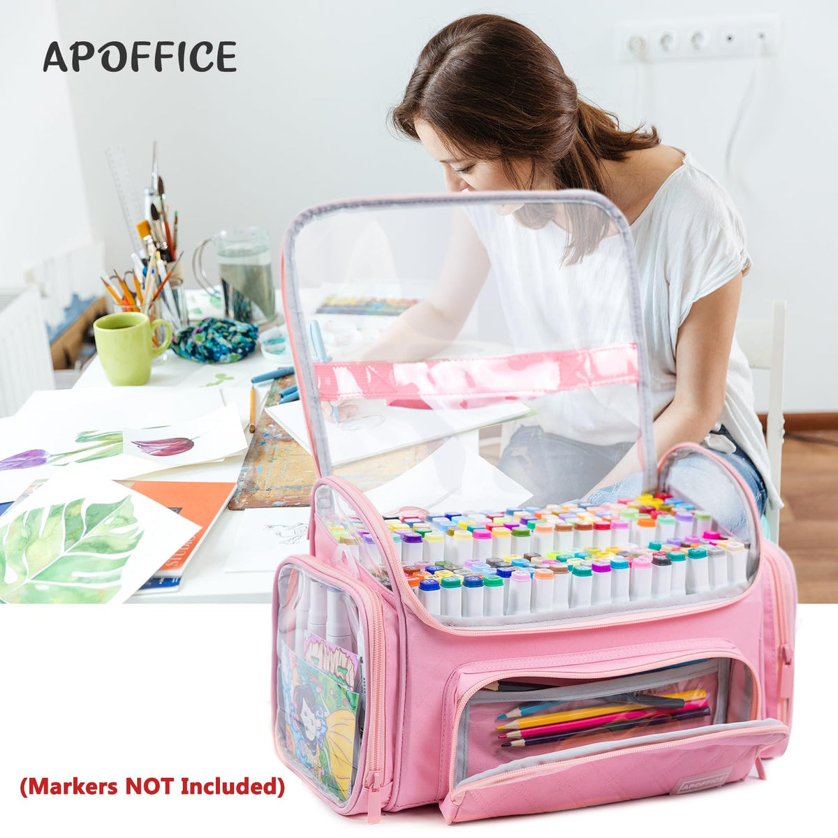 Large Marker Case for 200-300 Markers, Marker Organizer Bag,Pen Storage