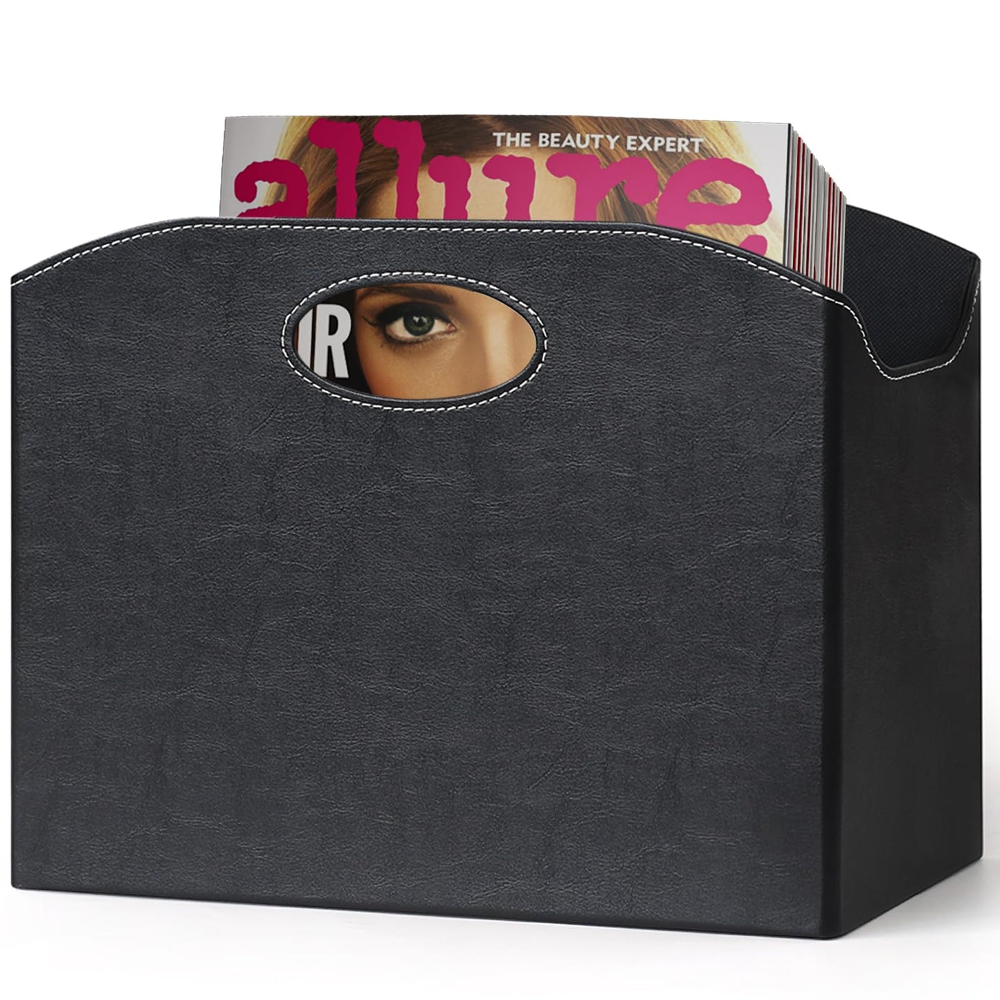 EZDeco Magazine Holder Foldable Magazine Rack Floor PU Leather File Holder Newspaper Book Storage