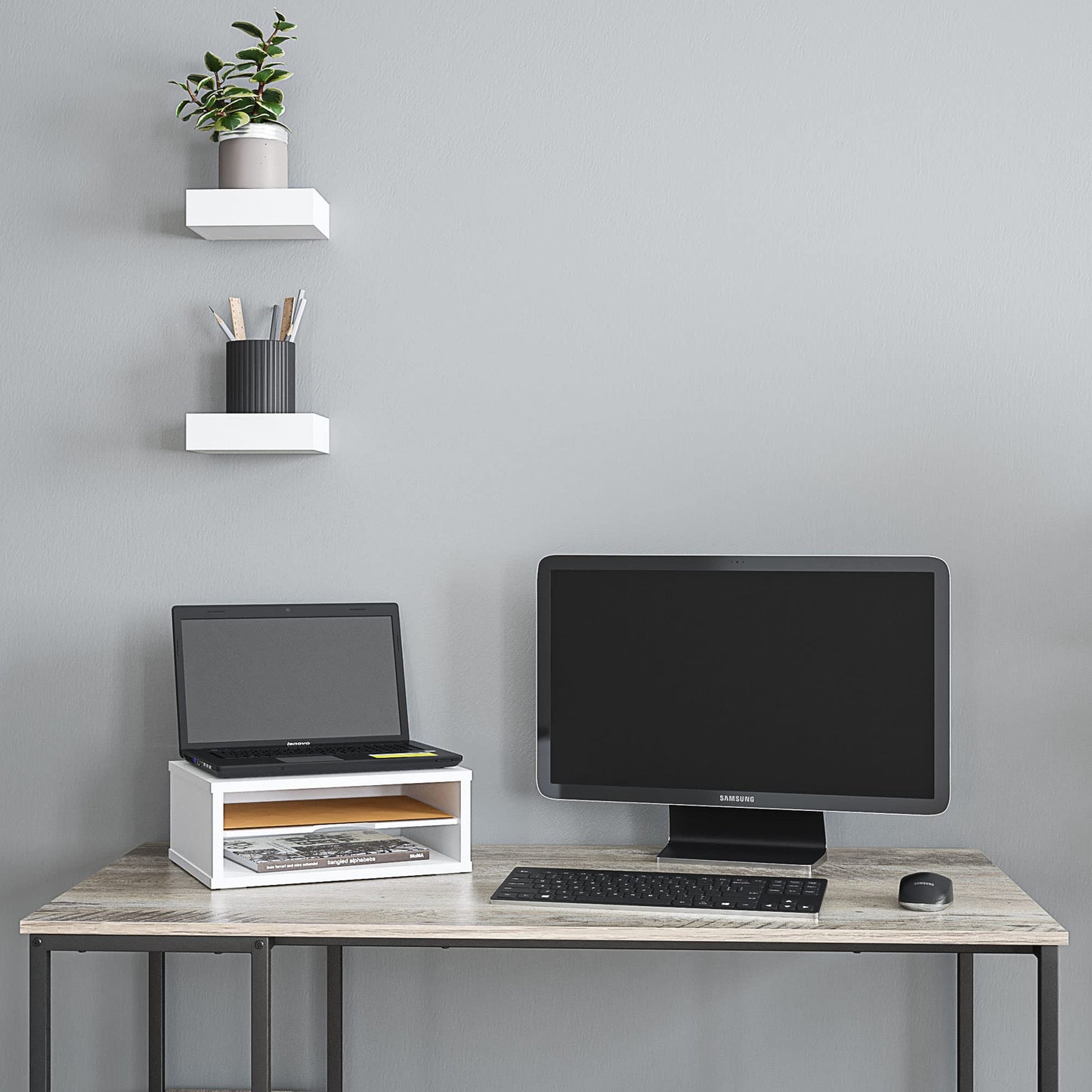 Ballucci File Organizer, 2-Tier Document Paper Sorter, Stackable Wood Desk Organizer Mail Holder