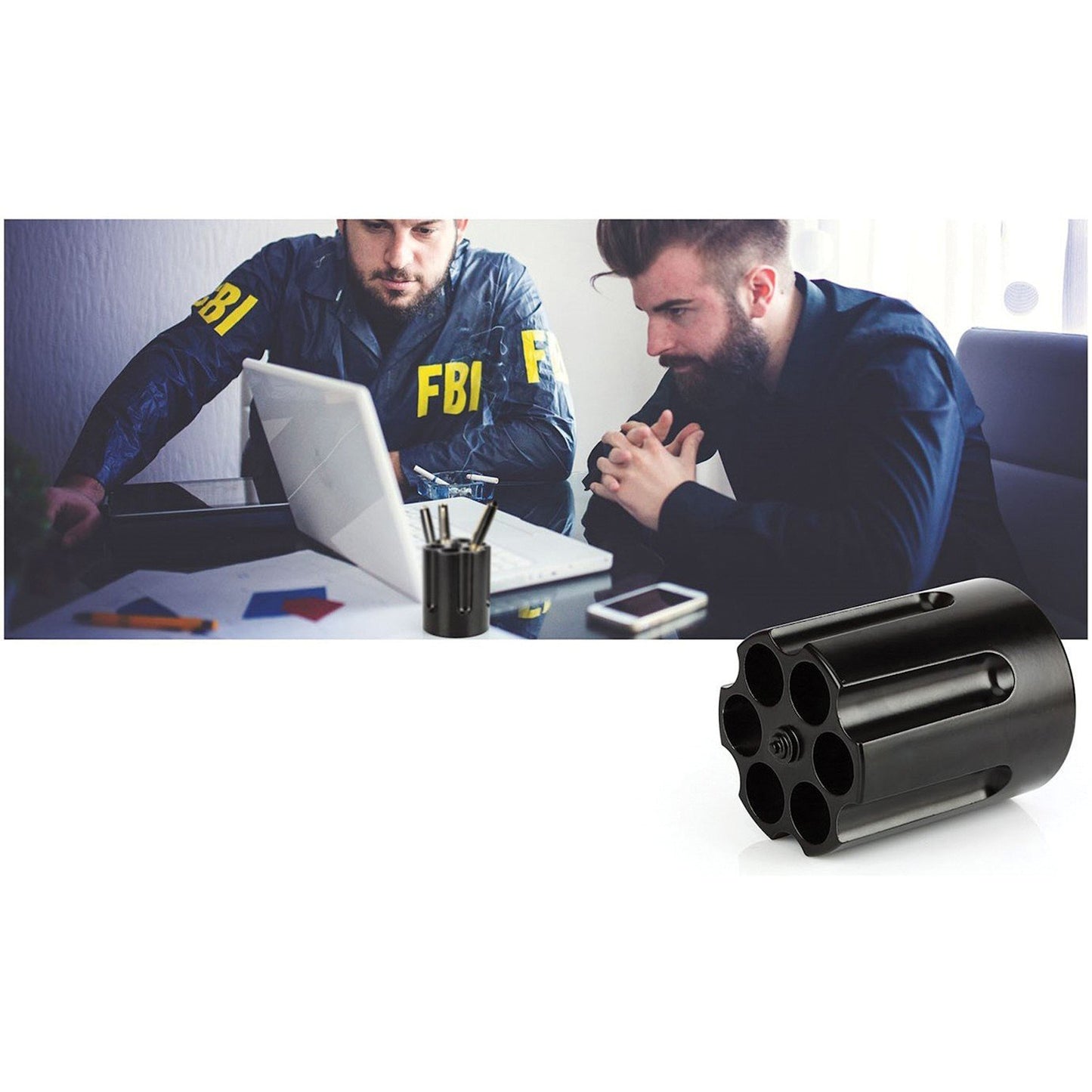 Caliber Gourmet Revolver Pen Holder & Paper Weight, Cast Aluminum Office Gift – Cool Pencil Holder
