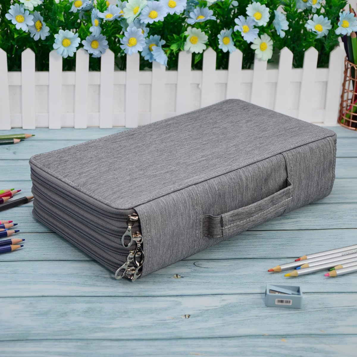 YOUNGCOL 300-Capacity Colored Pencil Case Pen Organizer(Gray)