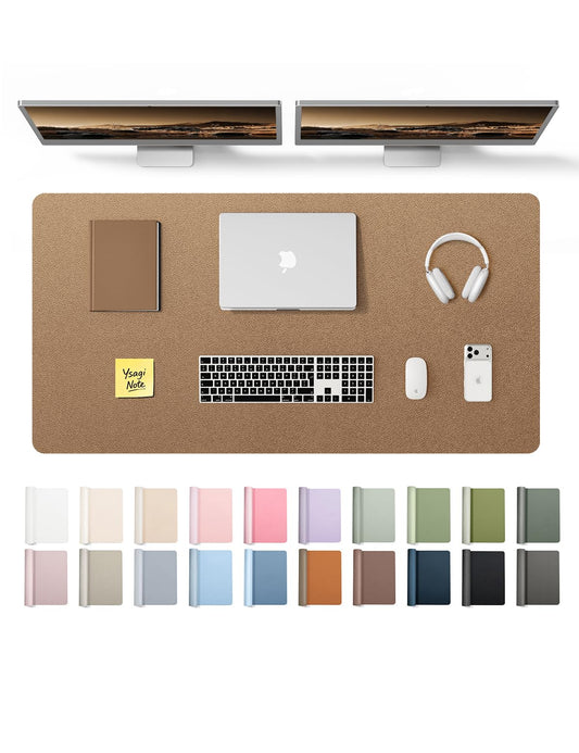 YSAGi Leather Desk Pad Protector, Office Desk Mat, Large Mouse Pad, Non-Slip PU Leather Desk