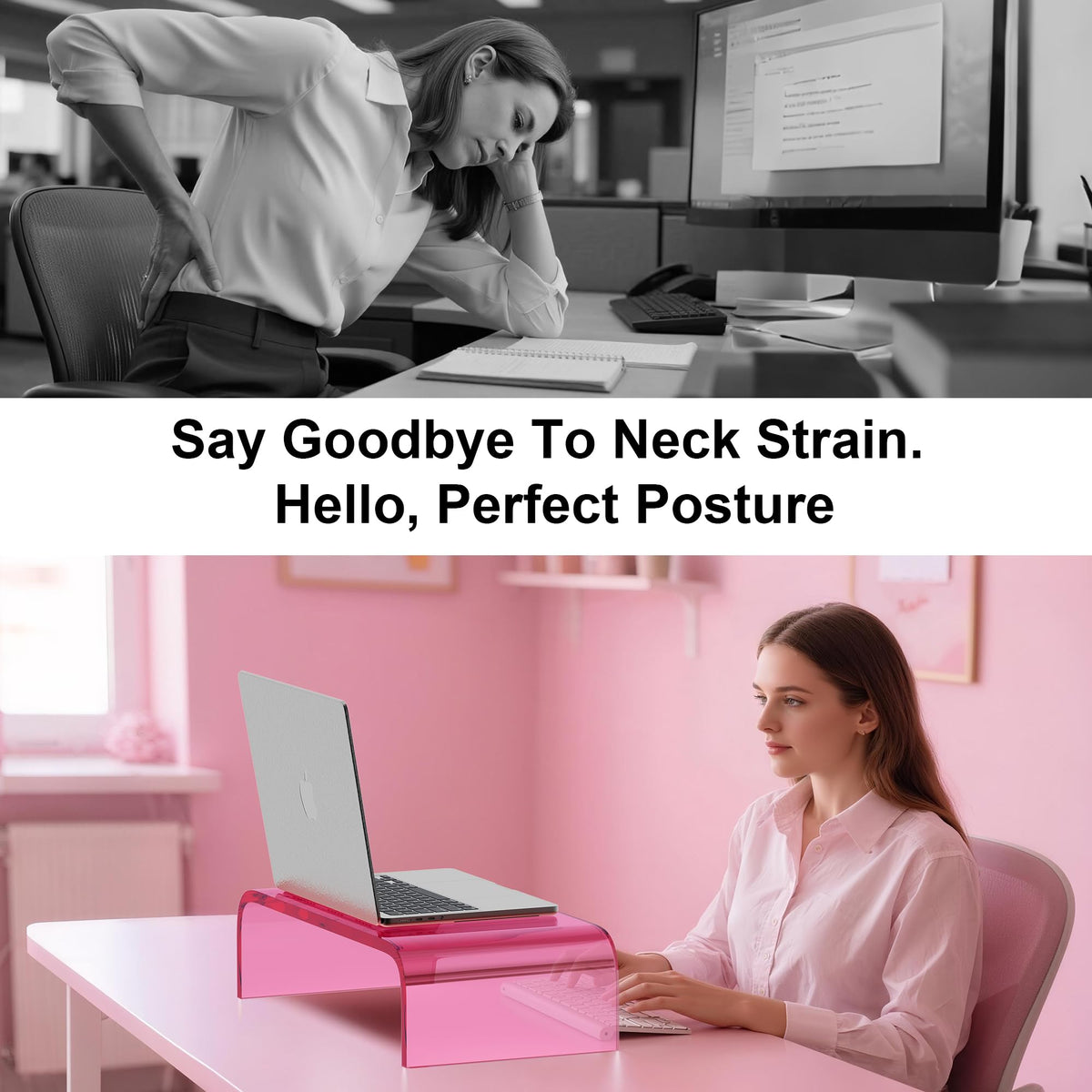 Beimu Acrylic Monitor Stand Riser Pink Laptop Stand Riser L15 xW7.5 xH4