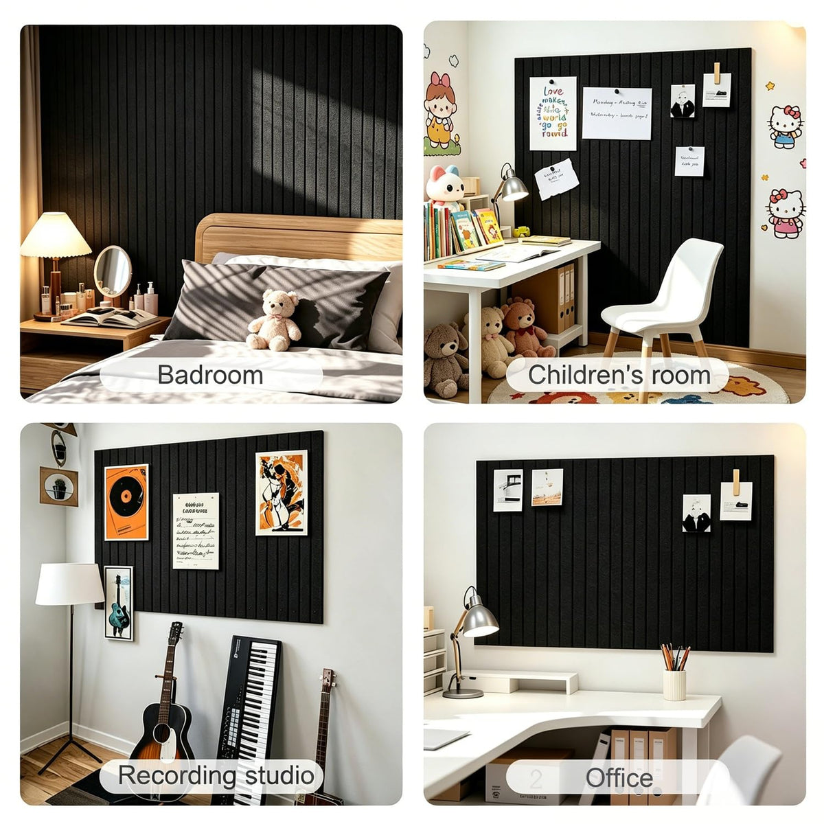 G Gamit 0.47" Thick Felt Pin Board 36"x24" Large Cork Board Alternative 6 Pack 11.81"x11.81"Felt