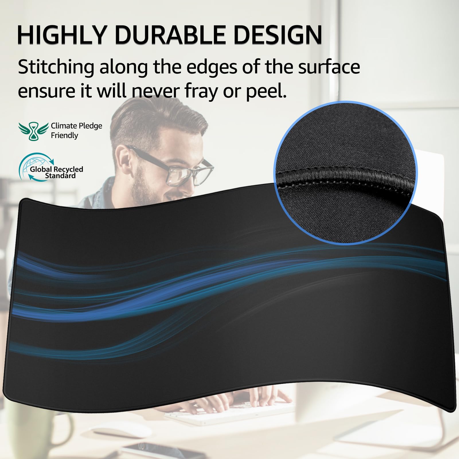 KTRIO Oversized Gaming Mouse Pad Desk Mat for Gamer, 47.3" x 23.6", Black