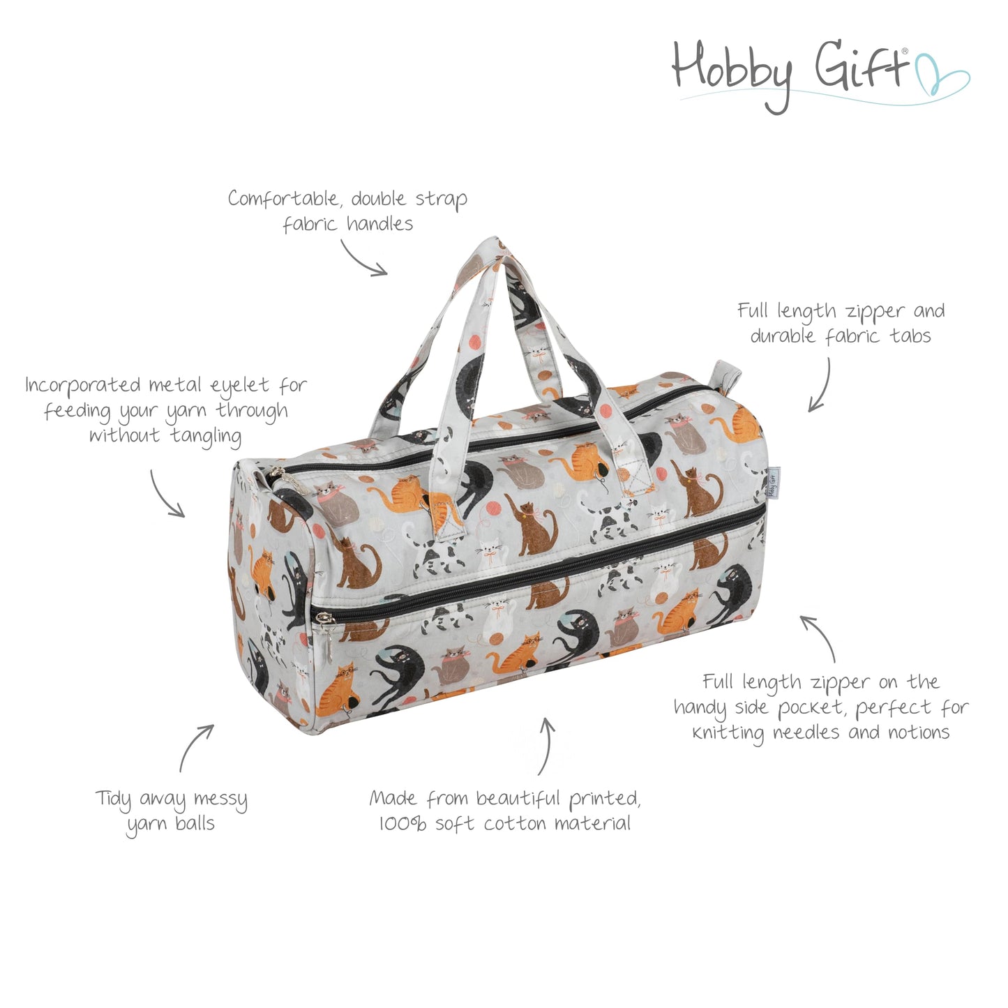 Hobby Gift Knitting Bag Large Yarn Storage Bag with Zippered Compartments for Knitting Needles