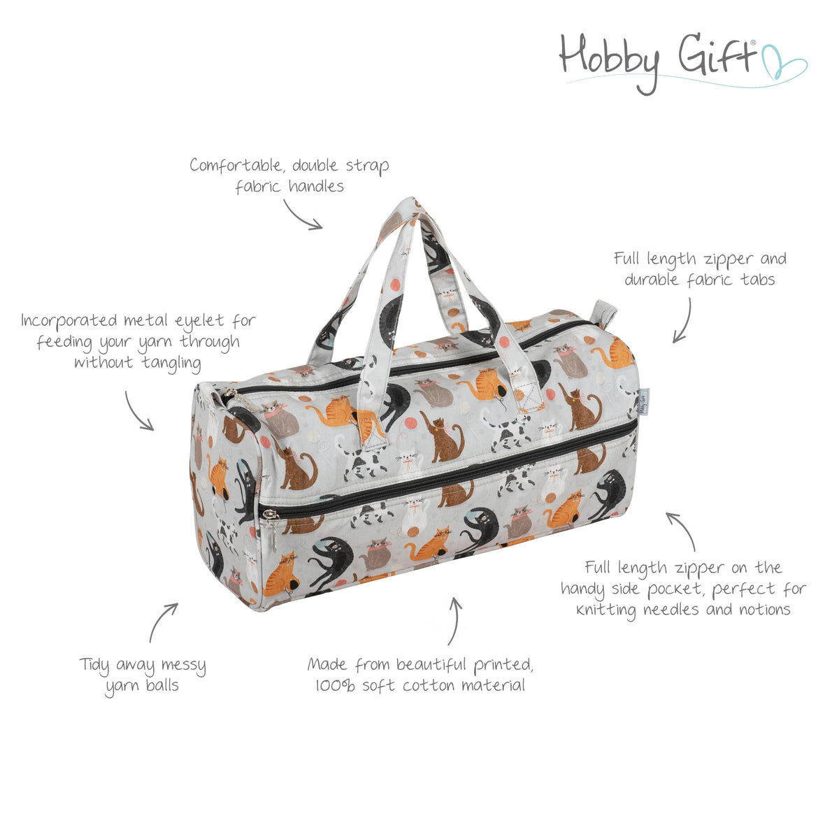Hobby Gift Knitting Bag Large Yarn Storage Bag with Zippered Compartments for Knitting Needles