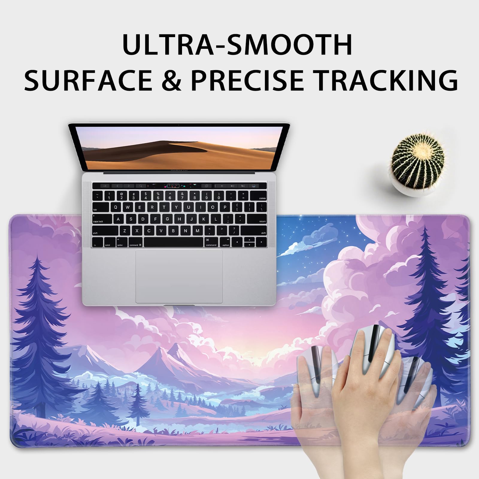 Mcapirivo Mountain Moonlight Gaming Mouse Pad Desk Mat 31.5"x15.7"