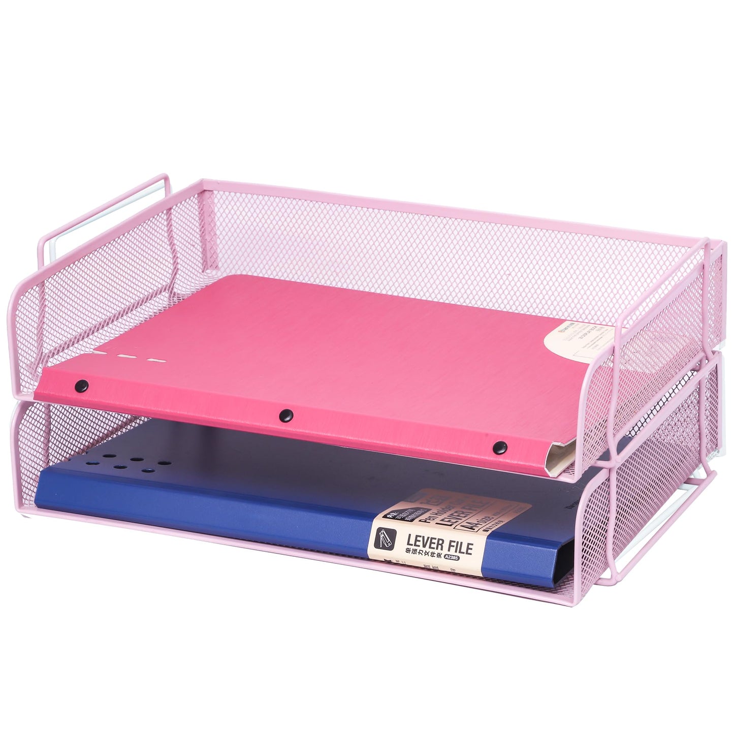 EASEPRES 2 Pack Stackable Desk Paper Tray, Metal Mesh Desktop Document Letter File Organizer for