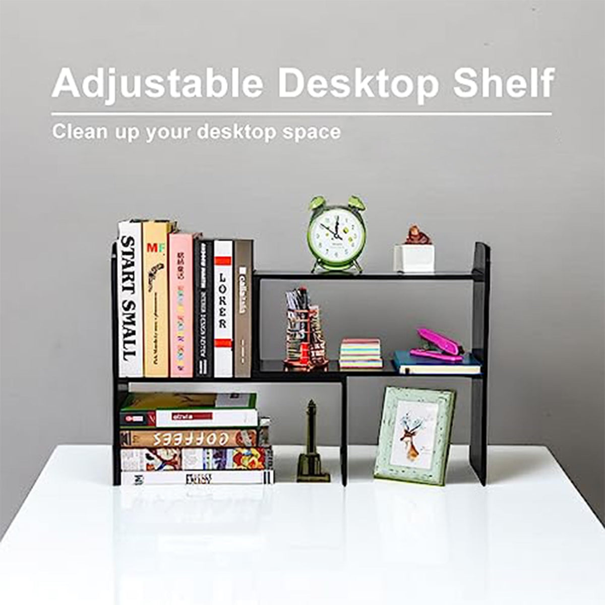 PAG-Mass Desktop Bookshelf Freestanding Wooden Countertop Bookcase Accessories Organizer Display