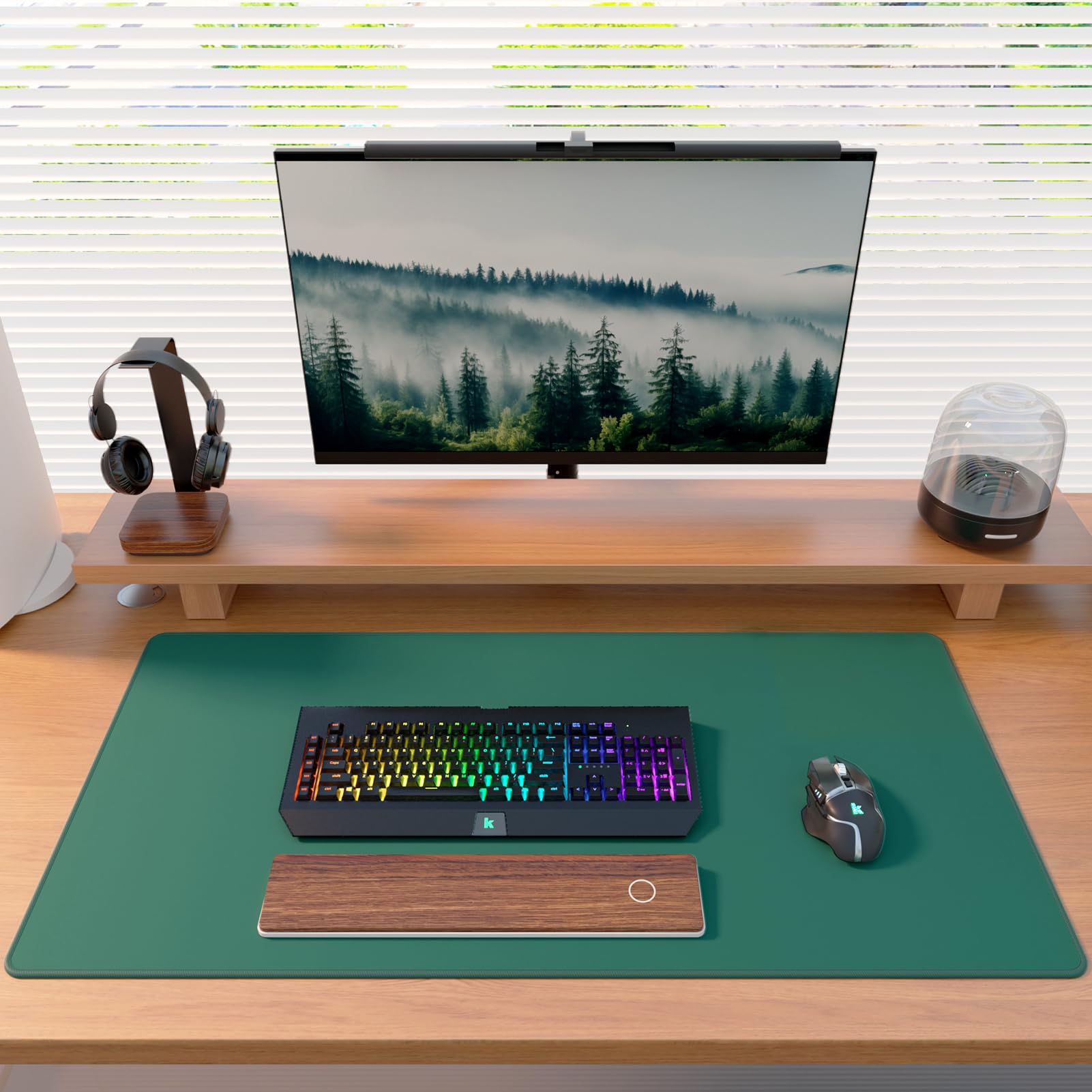 KTRIO Large Gaming Mouse Pad, Desk Mat, 31.5 x 15.7 in, Forest Green, XXL