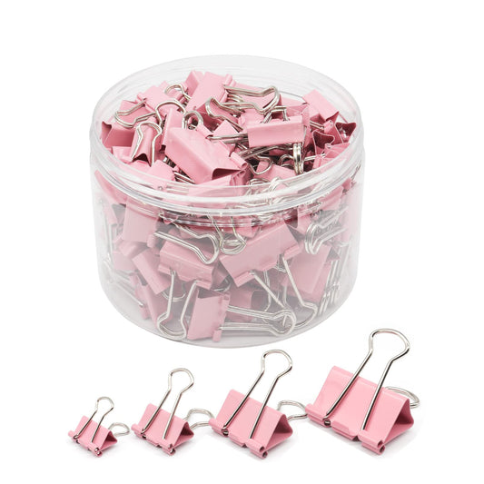 Binder Clip Paper Clamps, Assorted Sizes (Mini, Small, Medium, Large), 100 Pcs Clips for Office
