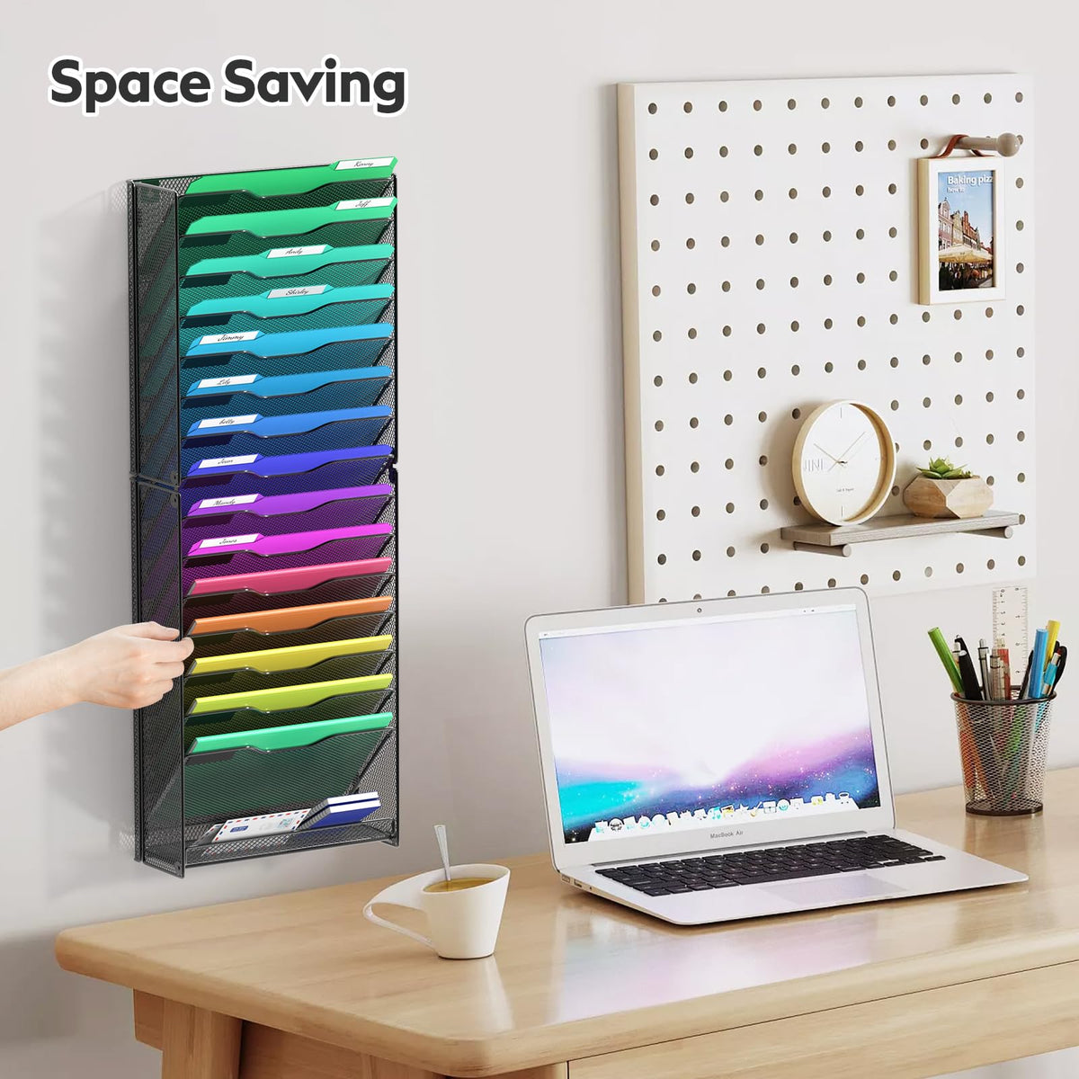 samstar 16 Tier Wall File Organizer Hanging Wall File Holder Wall Mount Paper Folder Organizer