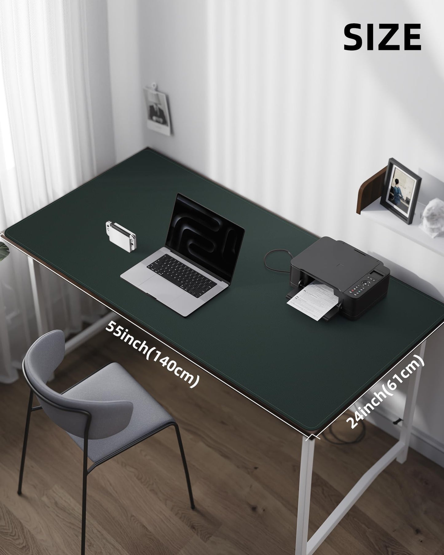 AFIING Large Desk Mat 55" x 24" - PU Leather Desk Pad Protector, Waterproof Non-Slip Extended Mouse