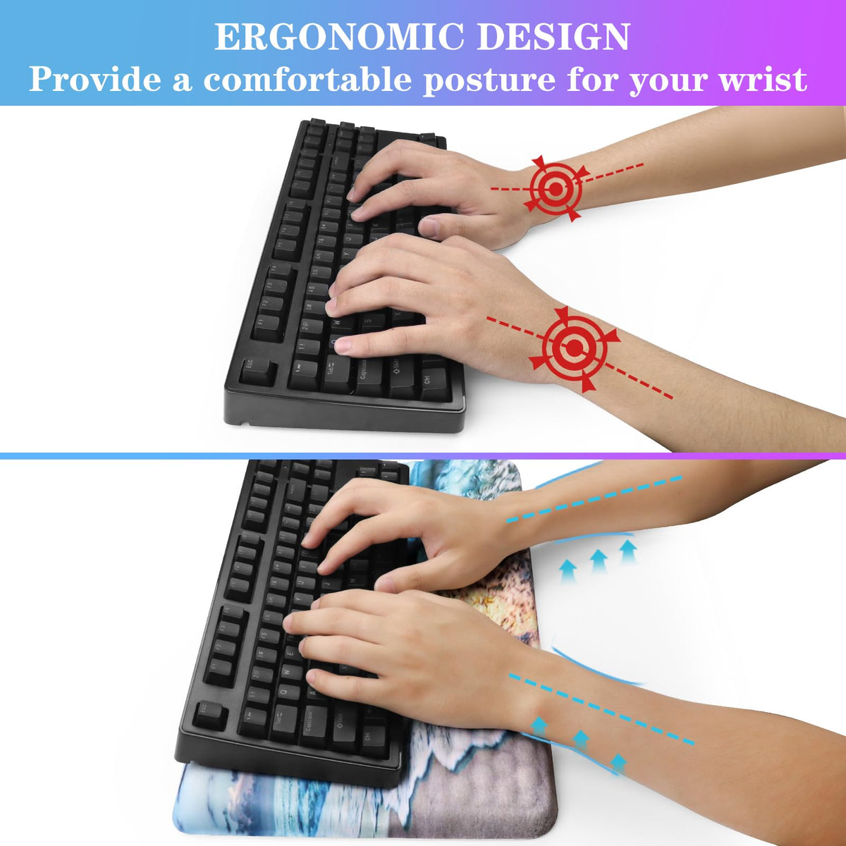 Computer Keyboard Stand with Wrist Rest, Ergonomic Tilted Keyboard Holder - Keyboard Riser with