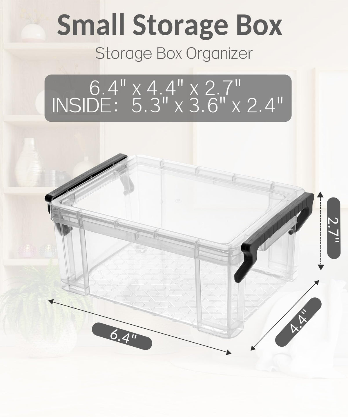Sooez 6 Pack Small Plastic Containers with Lids, 6.4" x 4.4" x 2.7"