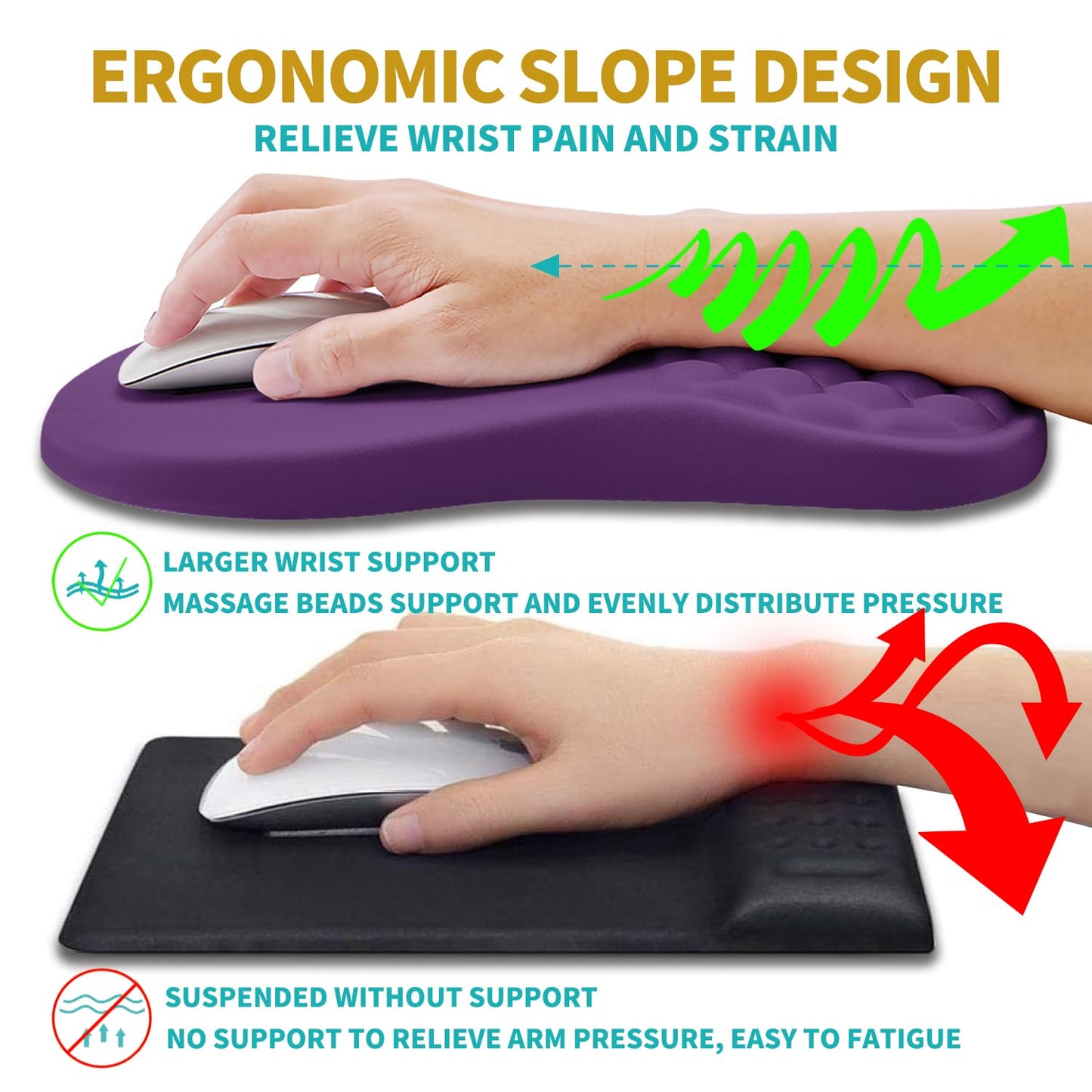 Hokafenle 2 in 1 Ergonomic Mouse Pad Wrist Support & Wrist Rest for Computer Keyboard Set, with