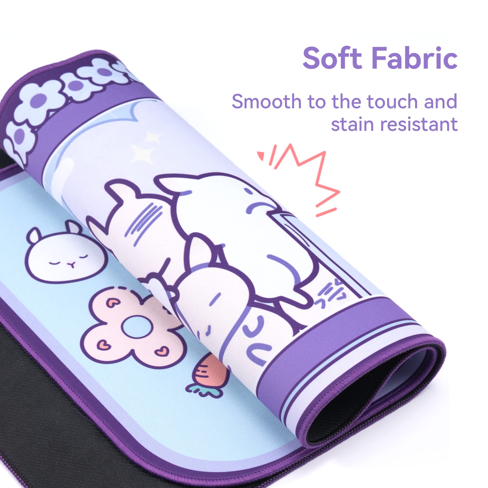 GeekShare Cute Bunny Mouse Pad - Non-Slip Rubber Base Desk Mat for Keyboard and Mouse, Perfect for