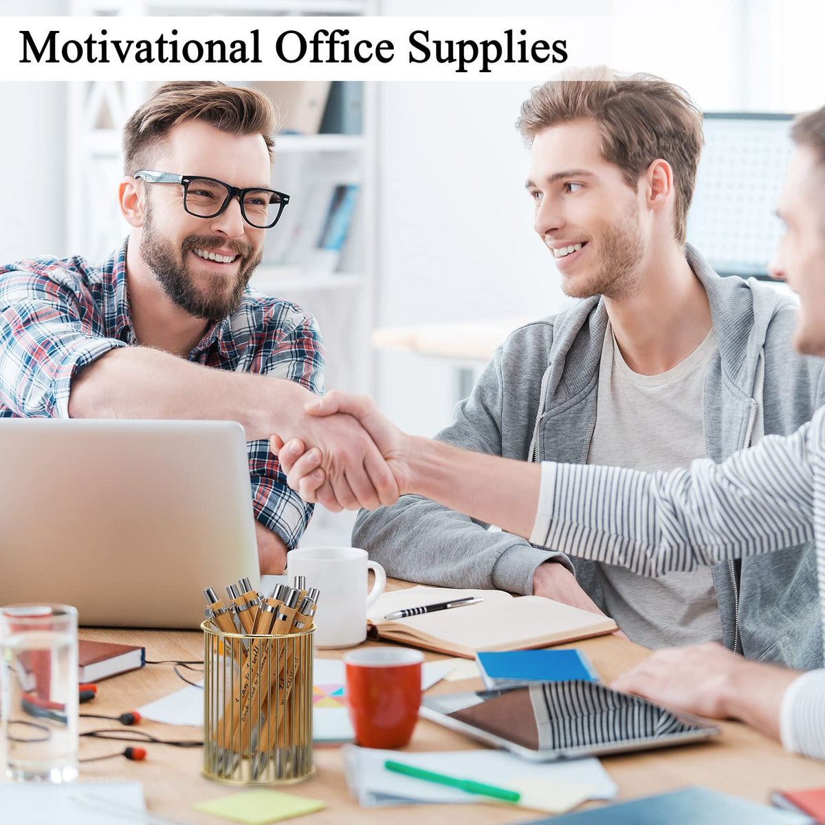 Fulmoon 200 Pcs Employee Appreciation Bamboo Pens with Inspirational Quotes