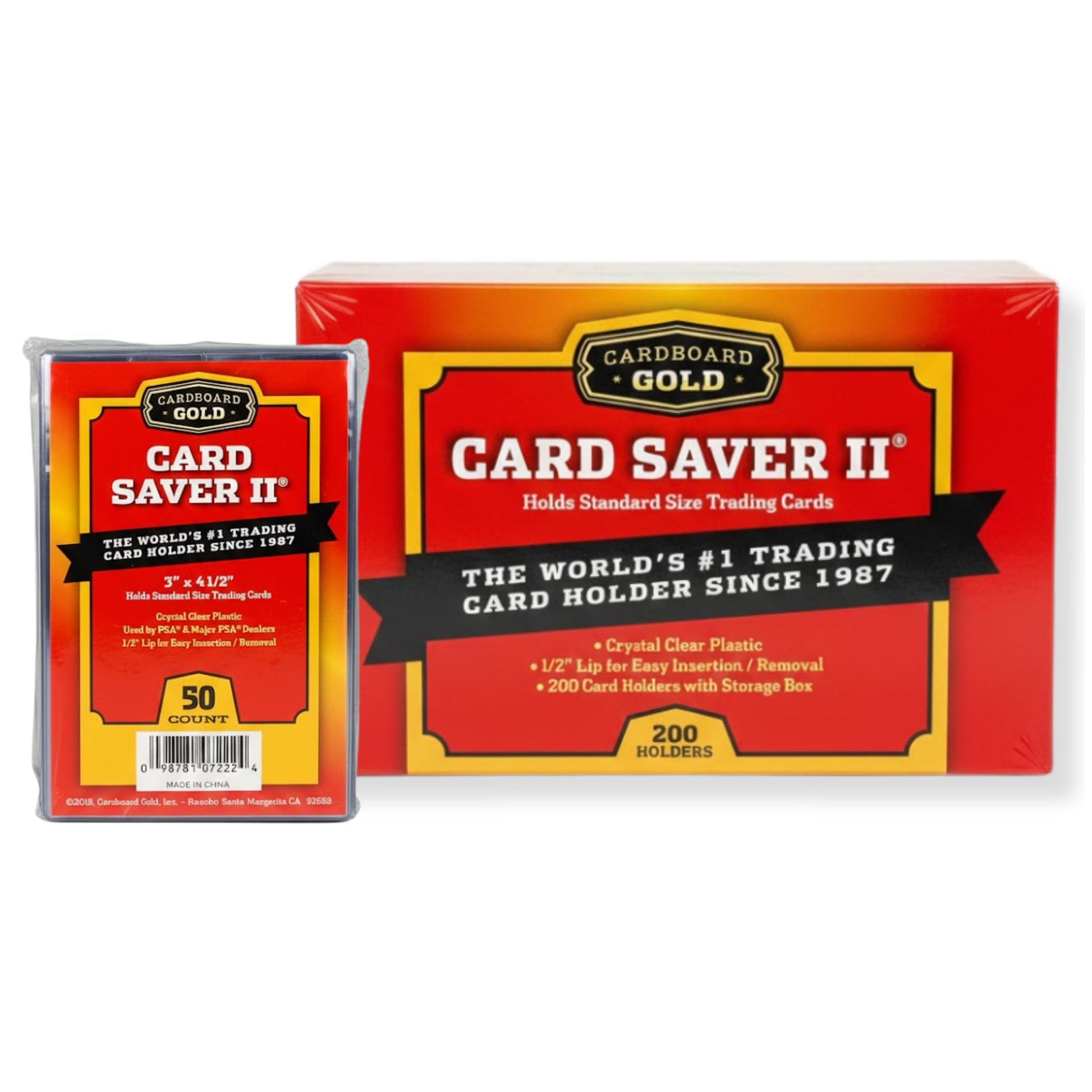 Cardboard Gold Card Saver 2 - Semi-Rigid Card Holder 3x4 for Trading Cards - PSA & Collector