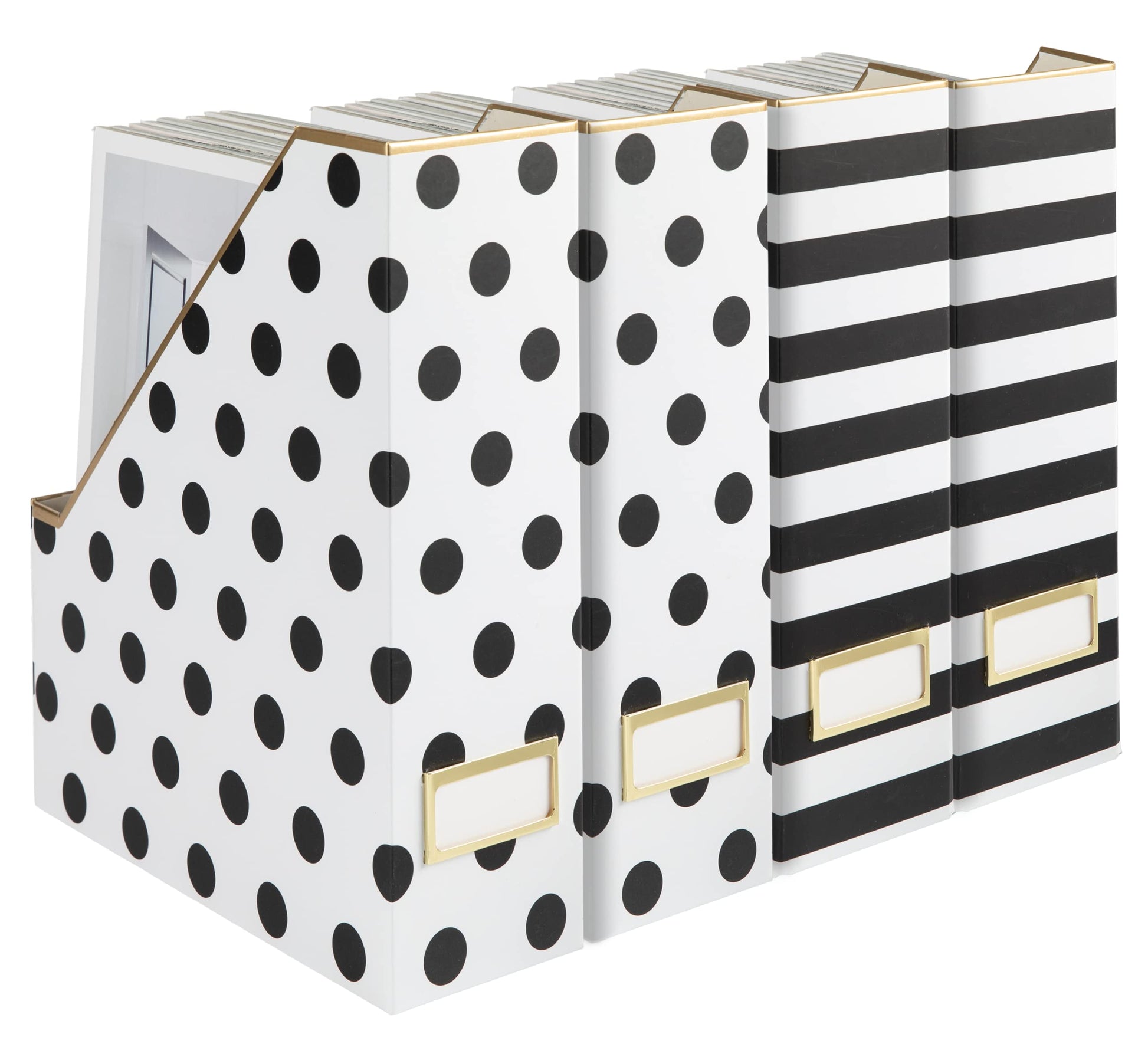 BLU MONACO | Cardboard Magazine File Holder Set of 4 | Vertical Magazine File Holder for Desk and