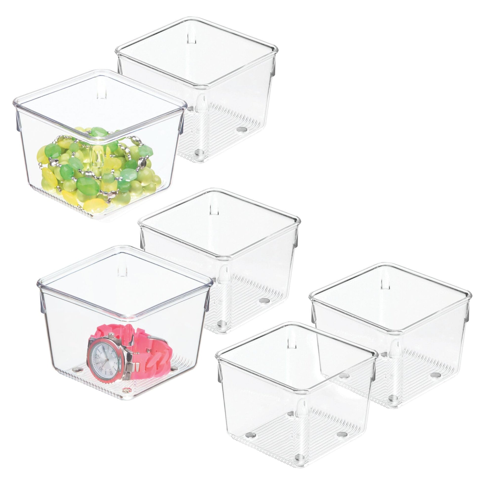 iDesign Plastic Drawer Organizer Bins, Set of 6, Clear