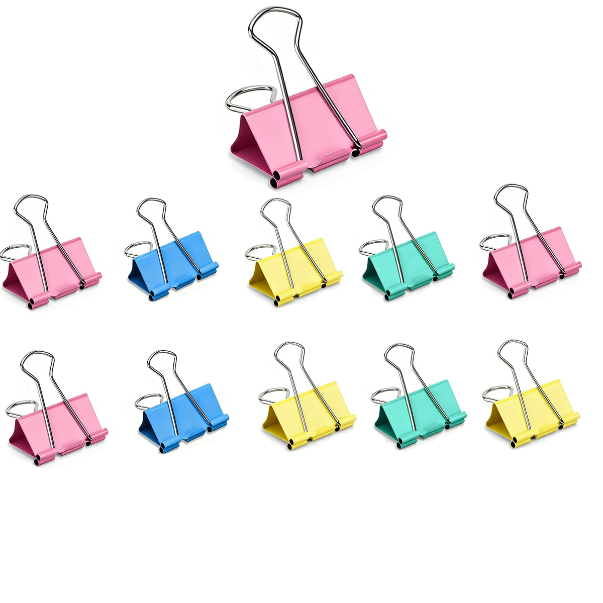 10 Pack Jumbo Binder Clips 3 Inch (75mm), Extra Large Binder Clips in Pink, Blue, Yellow and Green