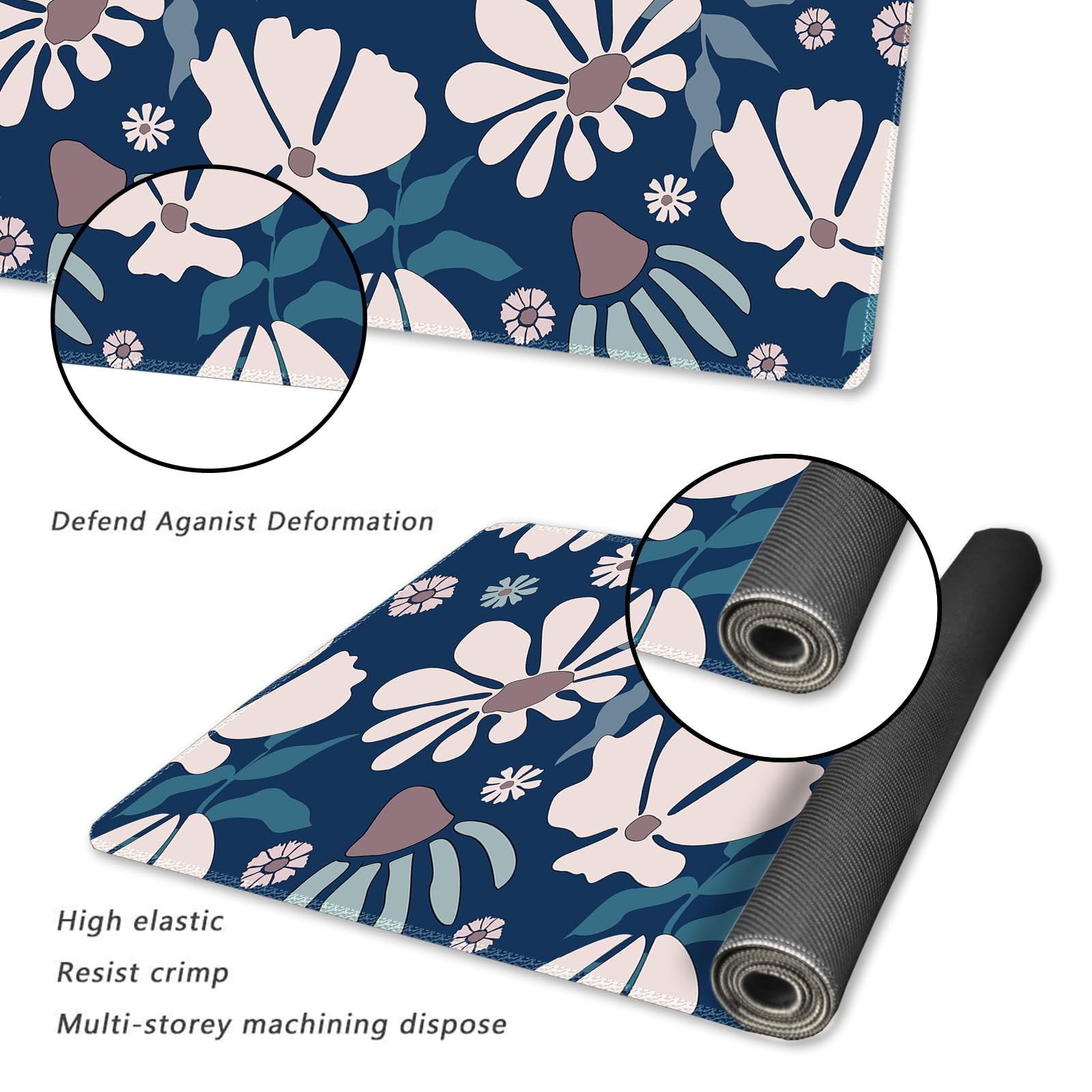 ARTSO Large Mouse Pad, Cute Blue Desk Mat for Desktop,Desk Pad Waterproof Gaming Mousepad for Women