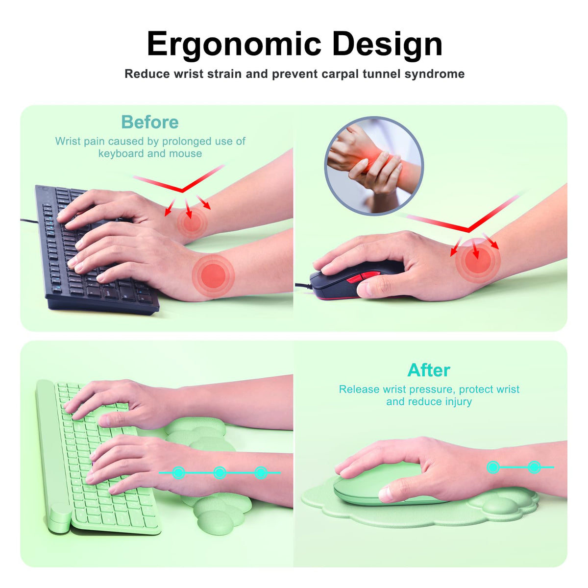 MOKURU Cloud Mouse Pad with Wrist Rest, Cloud Keyboard Wrist Rest, Mouse Pad Wrist Support