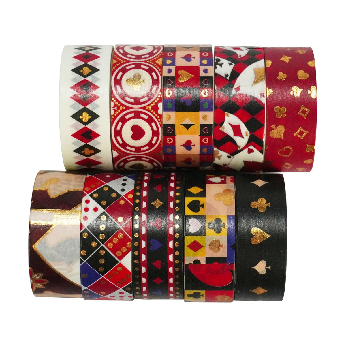 VIVIQUEN Vintage Poker Gold Washi Tape Set, 15mm Vintage Masking Tape Decorative Tape for DIY