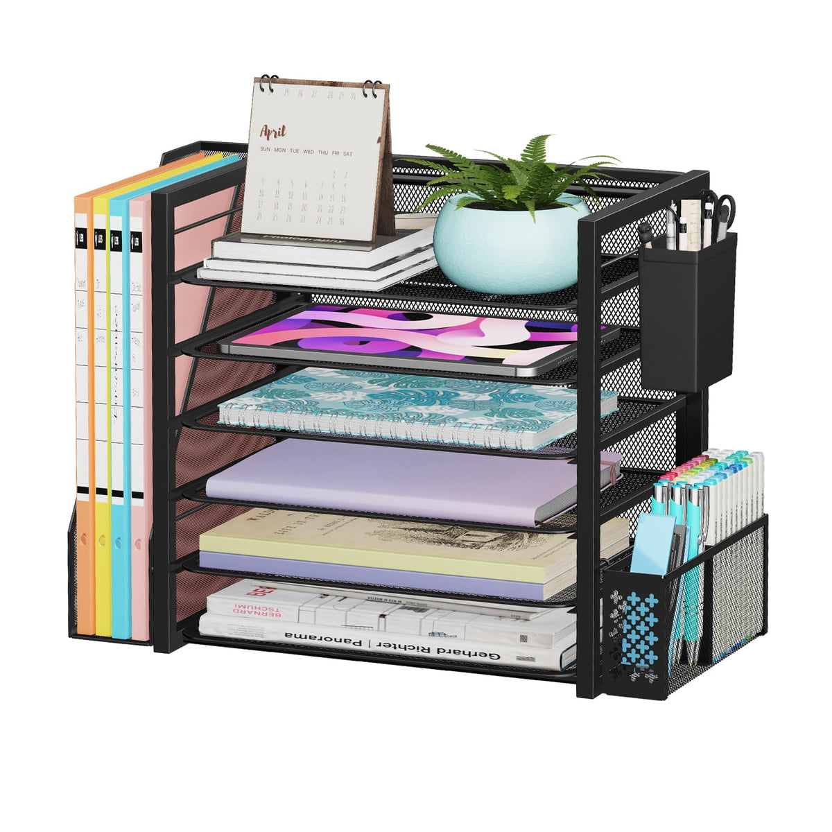 Simple Trending Desk File Organizer, 6-Tier Paper Organizer for Desk, Black