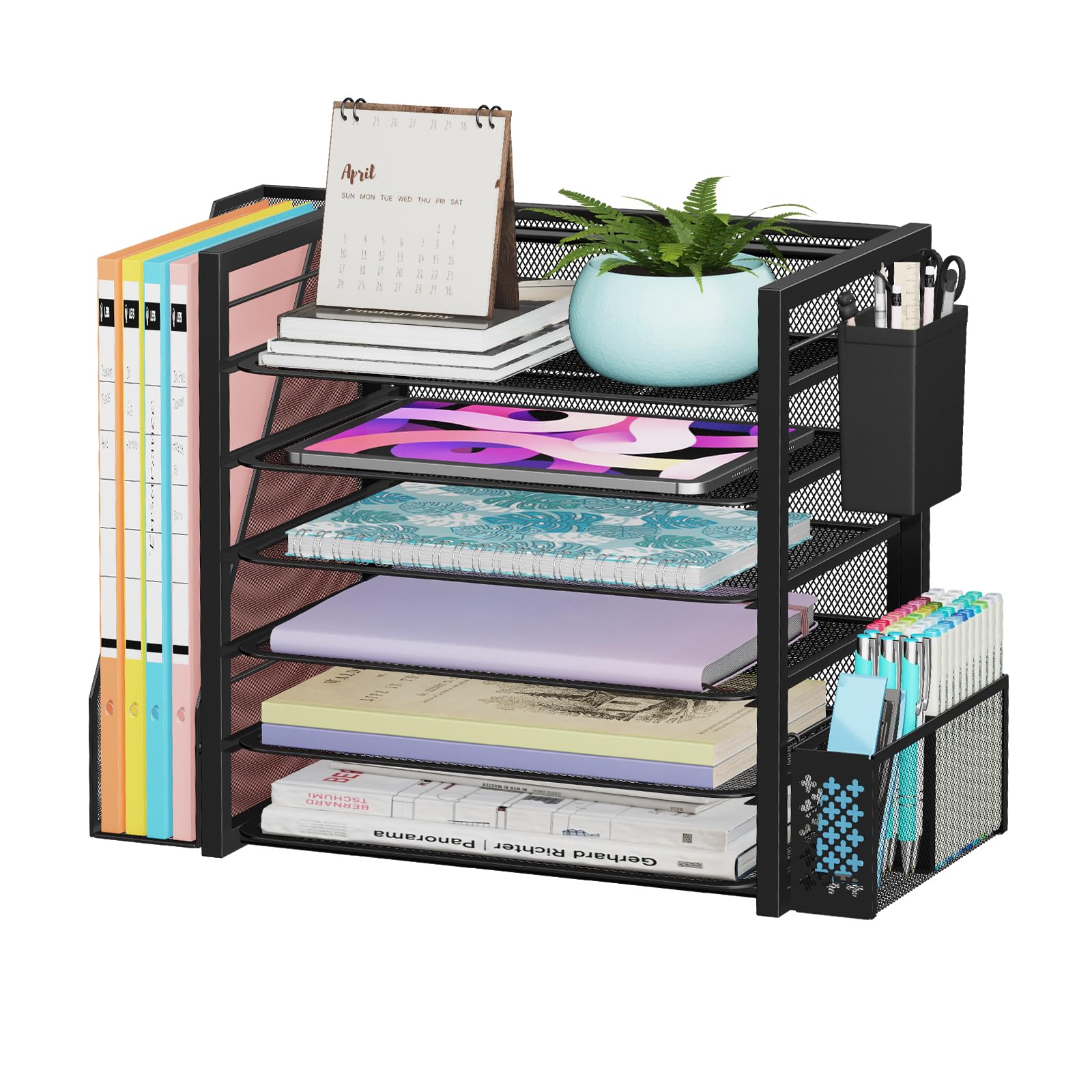 Simple Trending Desk File Organizer, 6-Tier Paper Organizer for Desk, Black