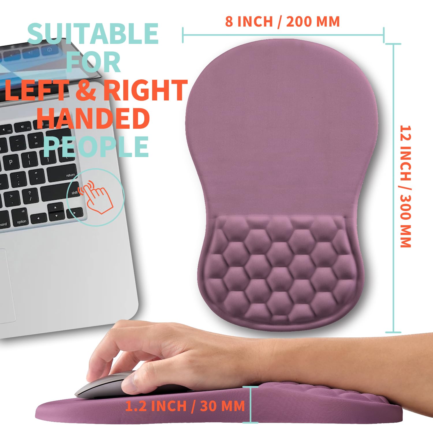 Kuosgm Ergonomic Mouse Pad Wrist Support with Memory Foam Massage Bulge, Carpal Tunnel Pain Relief