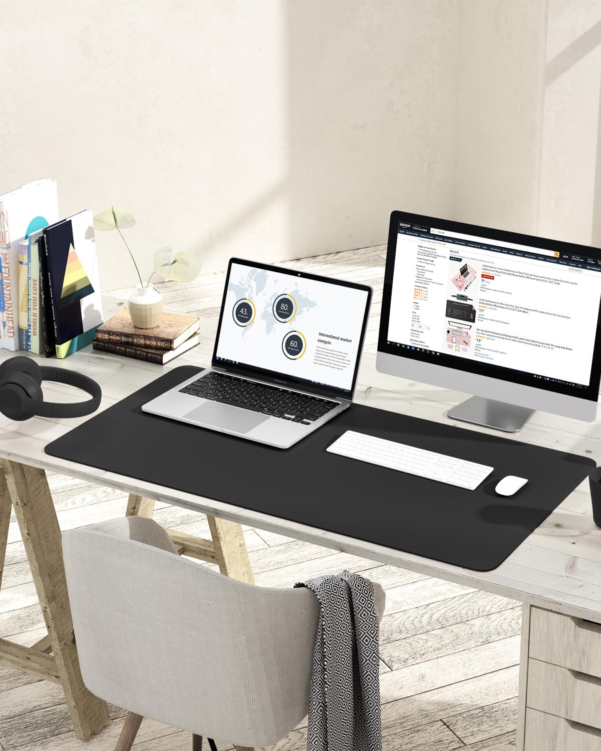 YSAGi Non-Slip Leather Desk Pad L Size, Waterproof Laptop Computer Desk Keyboard Mat, Table