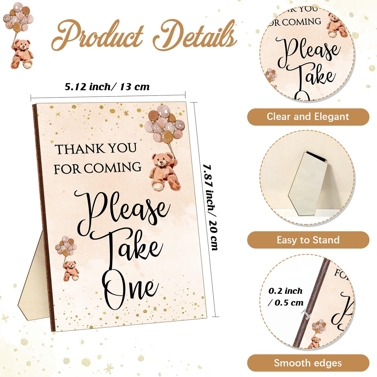 Qeeenar 50 Set Gender Reveal Gifts for Guests Baby Shower Favors, Brown