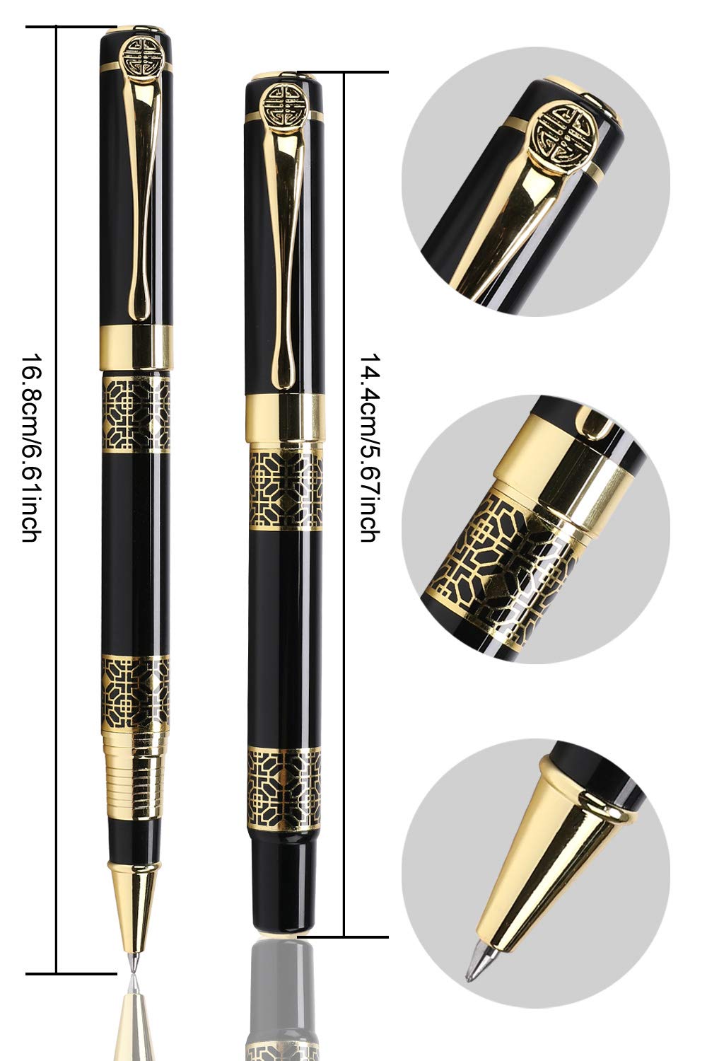 YIVONKA Personalized custom pens Free Engraving pens Roller Ballpen, Ballpoint pen,Medium Refill