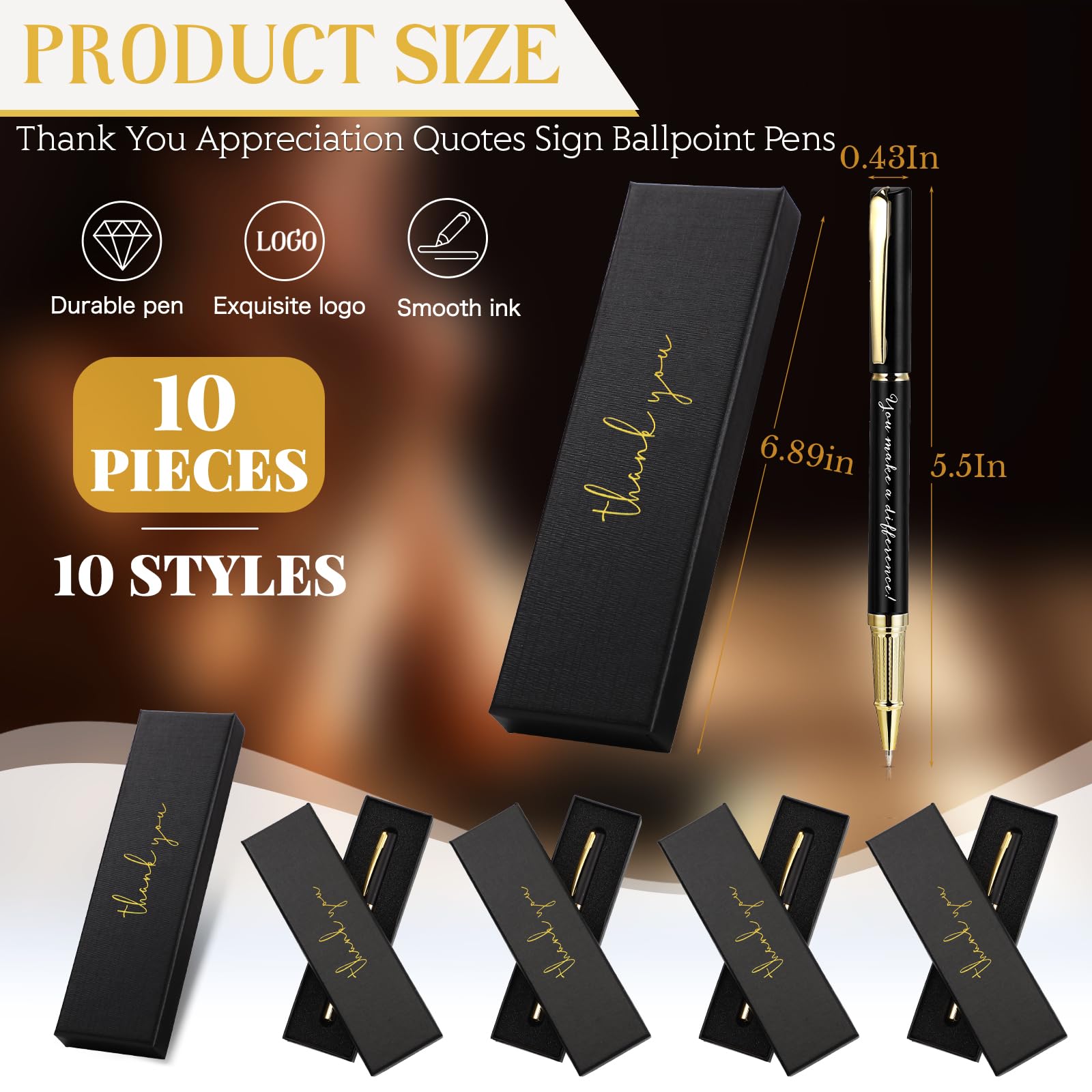 PerKoop 10 Sets Thank You Gifts, Appreciation Pens with Boxes for Men Women