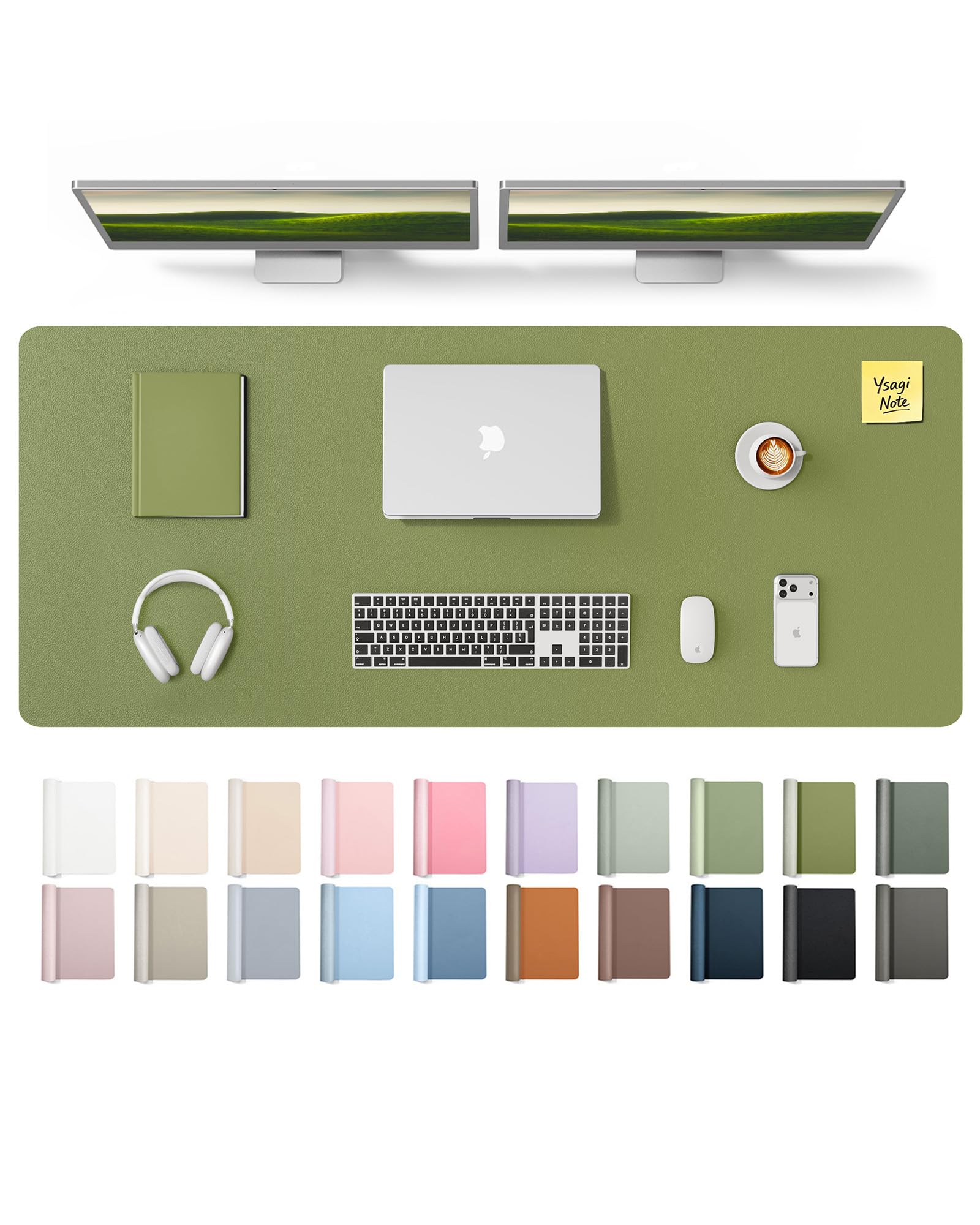 YSAGi Leather Desk Pad Protector, Office Desk Mat, Large Mouse Pad, Non-Slip PU Leather Desk
