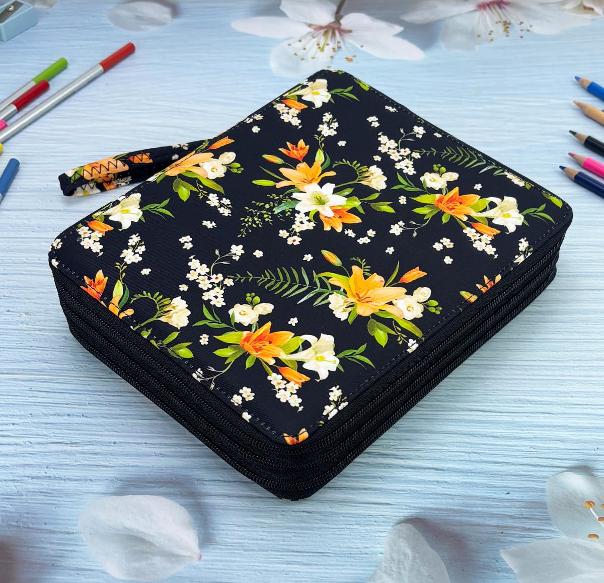 YOUNGCOL 120 Slots Colored Pencil Case Holder Large Capacity Color pencil organizer Storage,(Black